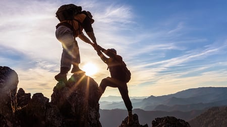 Climbers on a peak