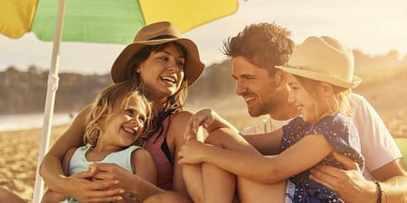 A family having fun on the beach