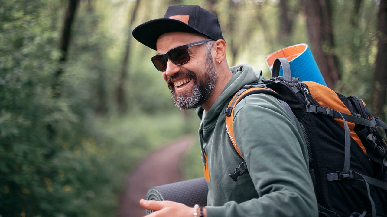 Smiling hiker