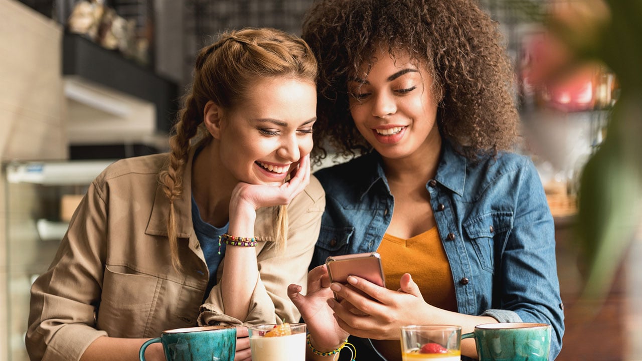 Two women at a coffee shop